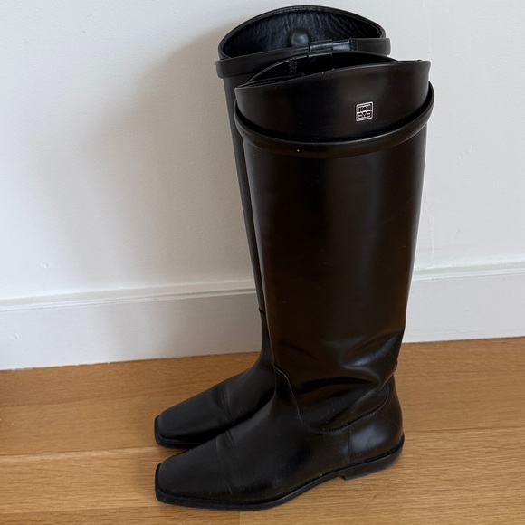 Toteme Black Tall Leather Riding Boots retail $1200 - Picture 3 of 11